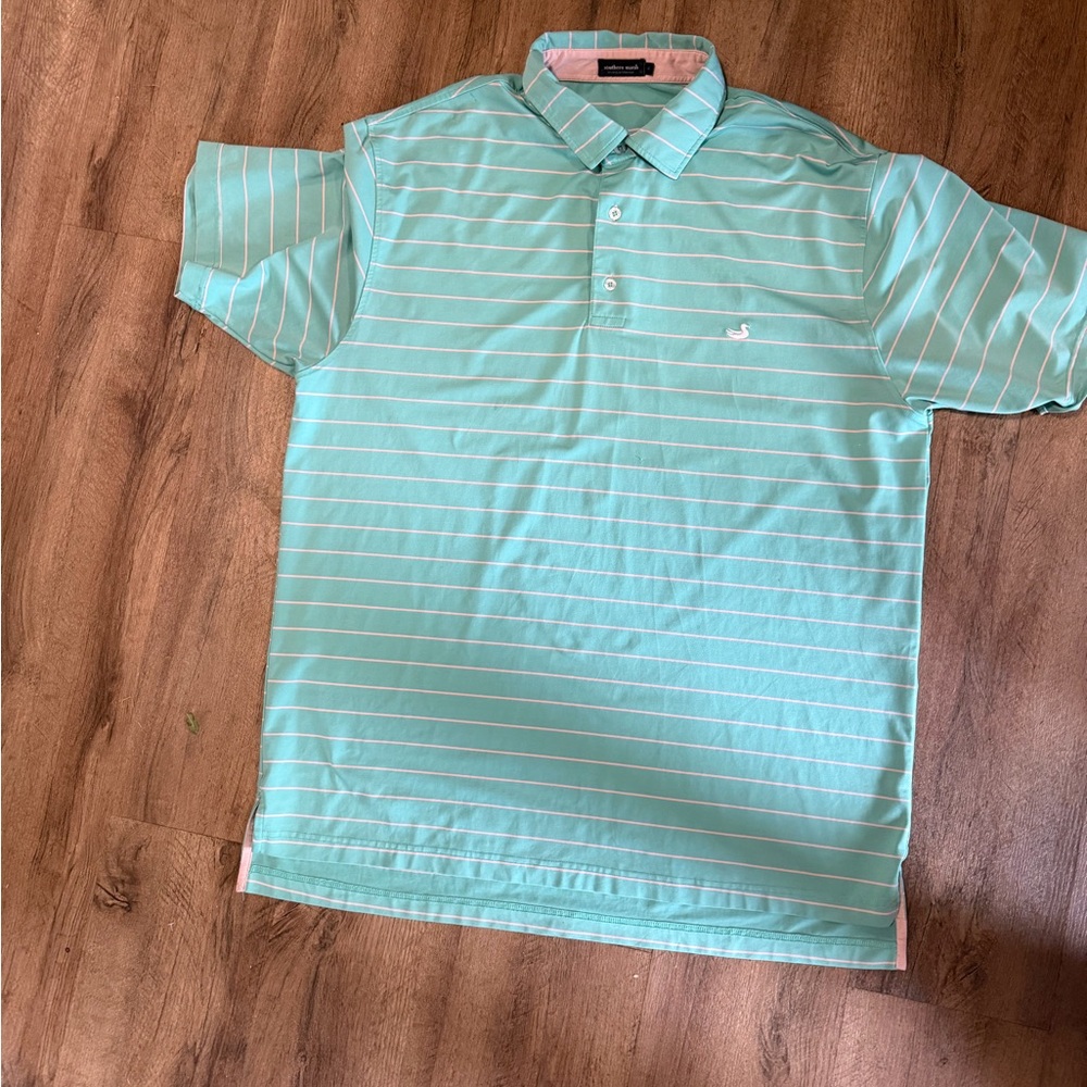 Southern Marsh Mint Green Stripe Polo - Men's